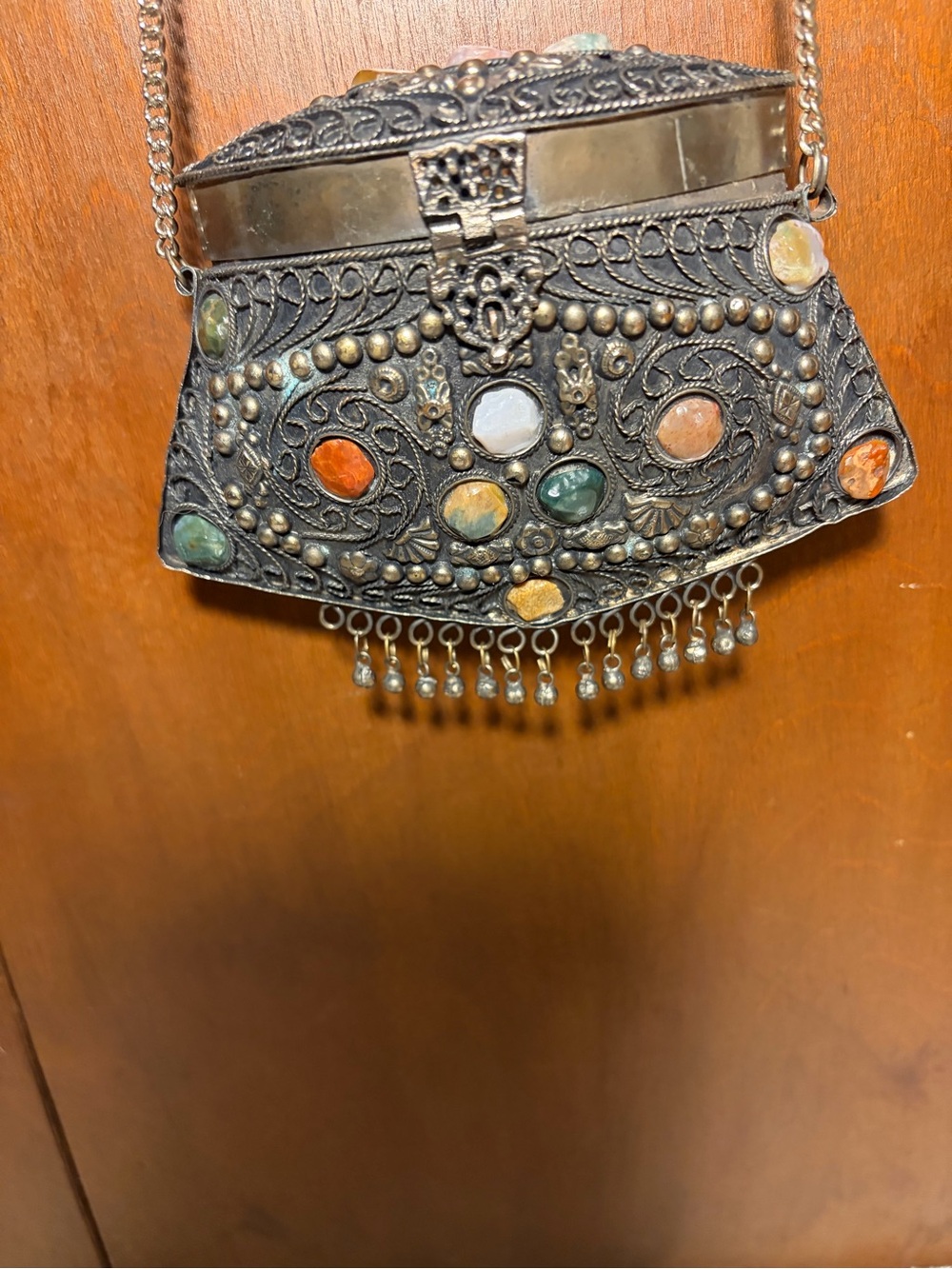 Vintage Sajai Bohemian Embellished Metal Micro Stone Evening Bag - Multicolor